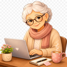 Oma Linda mit Laptop – Bellybloom feel