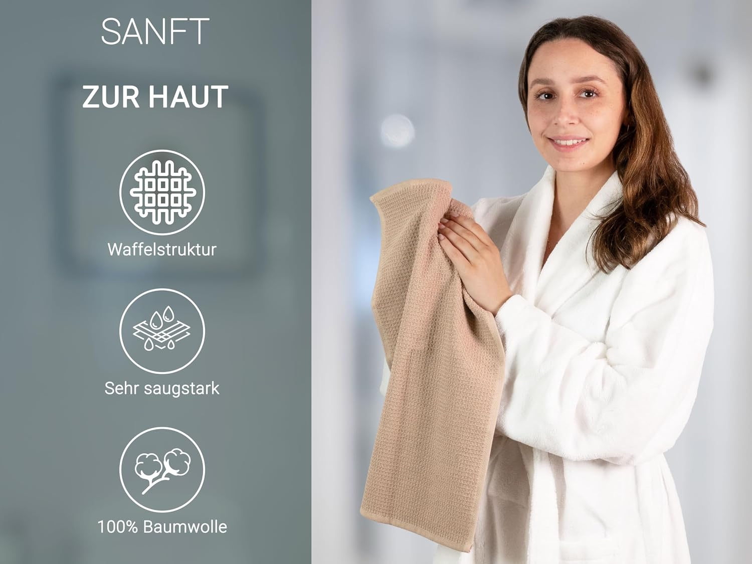 super soft mit waffelmuster - handtuecher braun