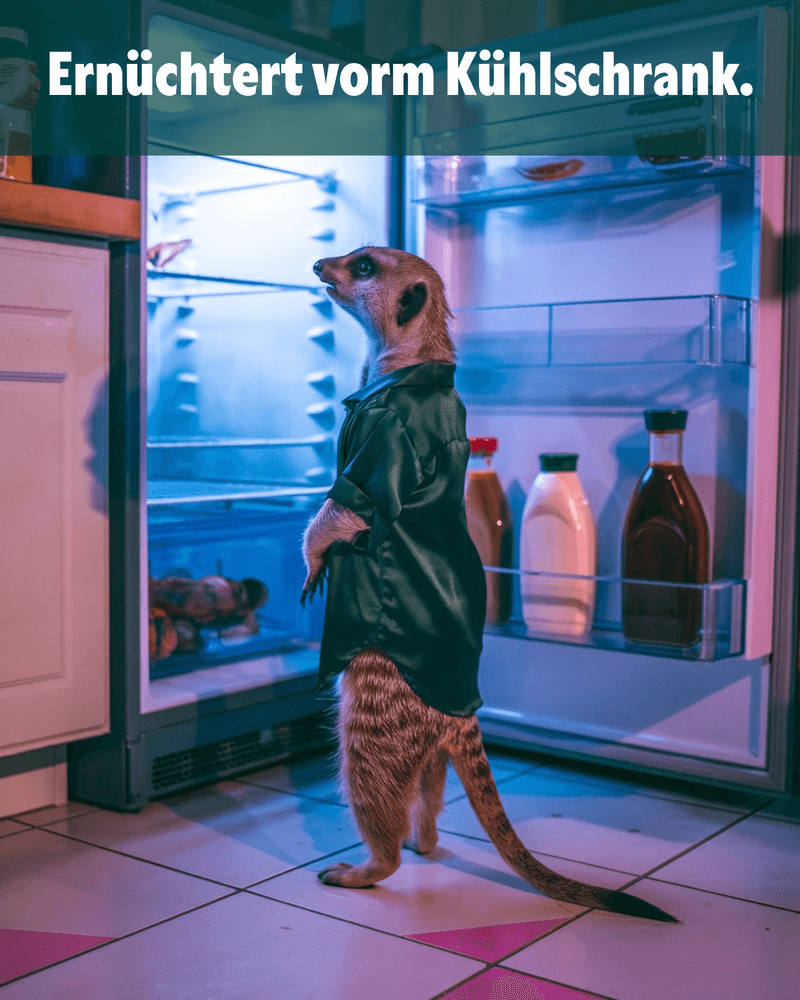 Ernüchtert vorm Kühlschrank Ernüchtert vorm Kühlschrank