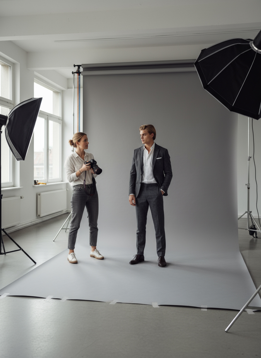 Businessporträt-Shooting im Fotostudio mit professioneller Beleuchtung – LIVI Studio Düsseldorf.