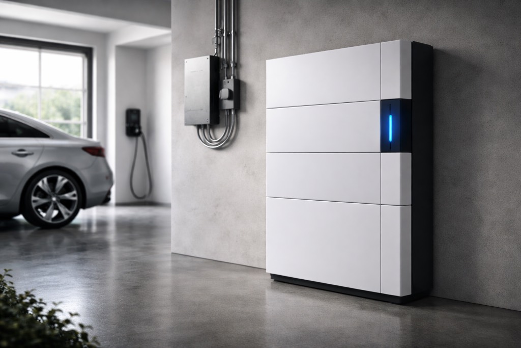 Ladekabel steckt in Elektroauto vor Grün