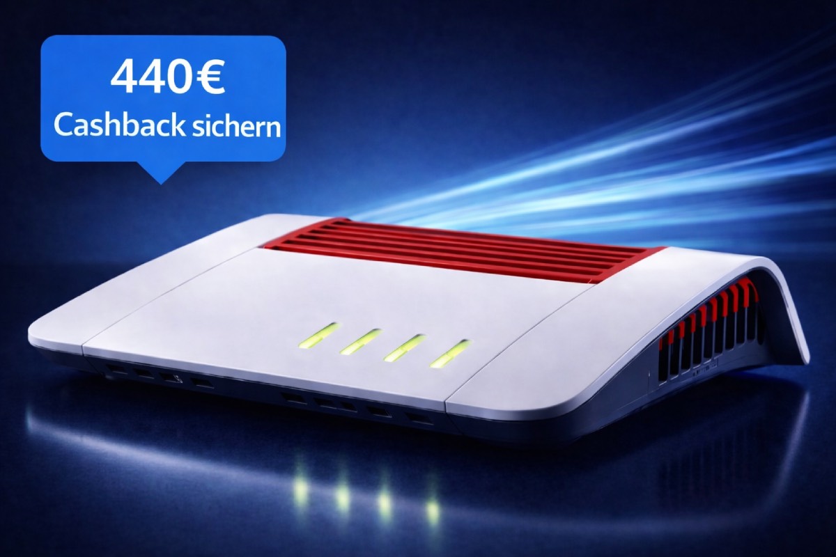 DSL Router mit blauen Lichtstrahlen