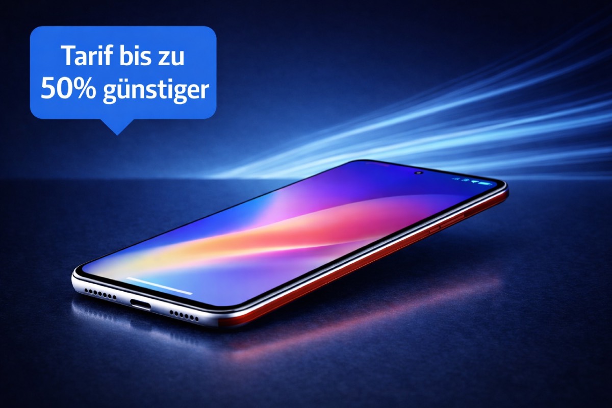 Dunkles Smartphone mit orangefarbenem Lichtimpuls