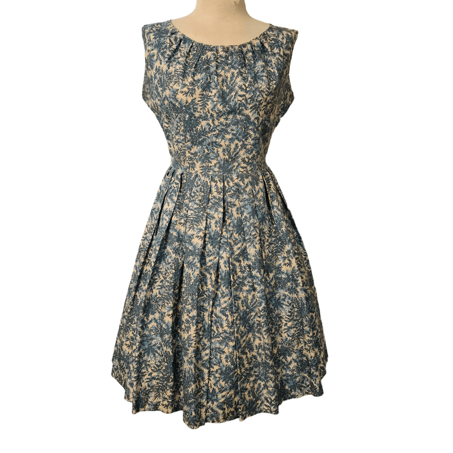 Fifties blauwe softcotton swingdress te koop Webshop Designed For Maria Vintage Kleding