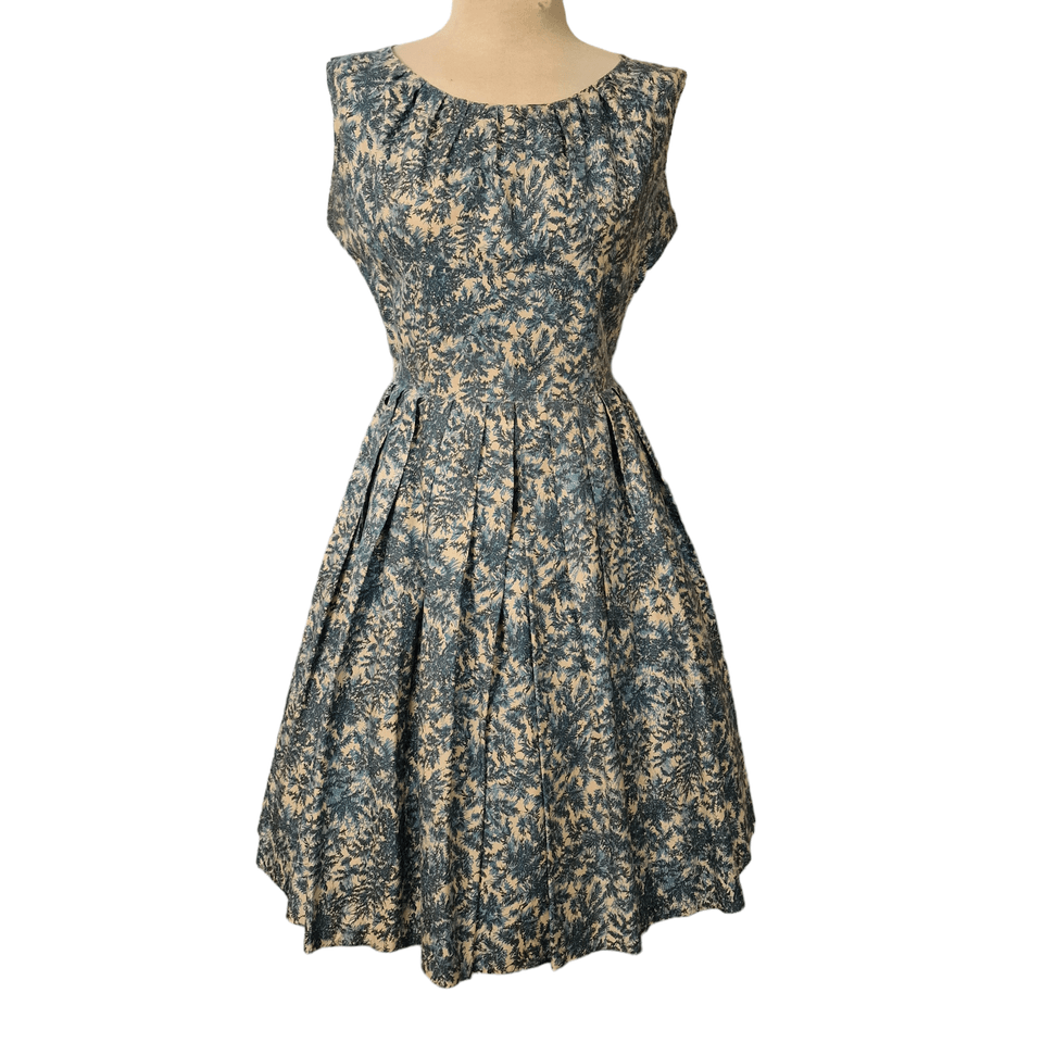 Fifties blauwe softcotton swingdress te koop Webshop Designed For Maria Vintage Kleding