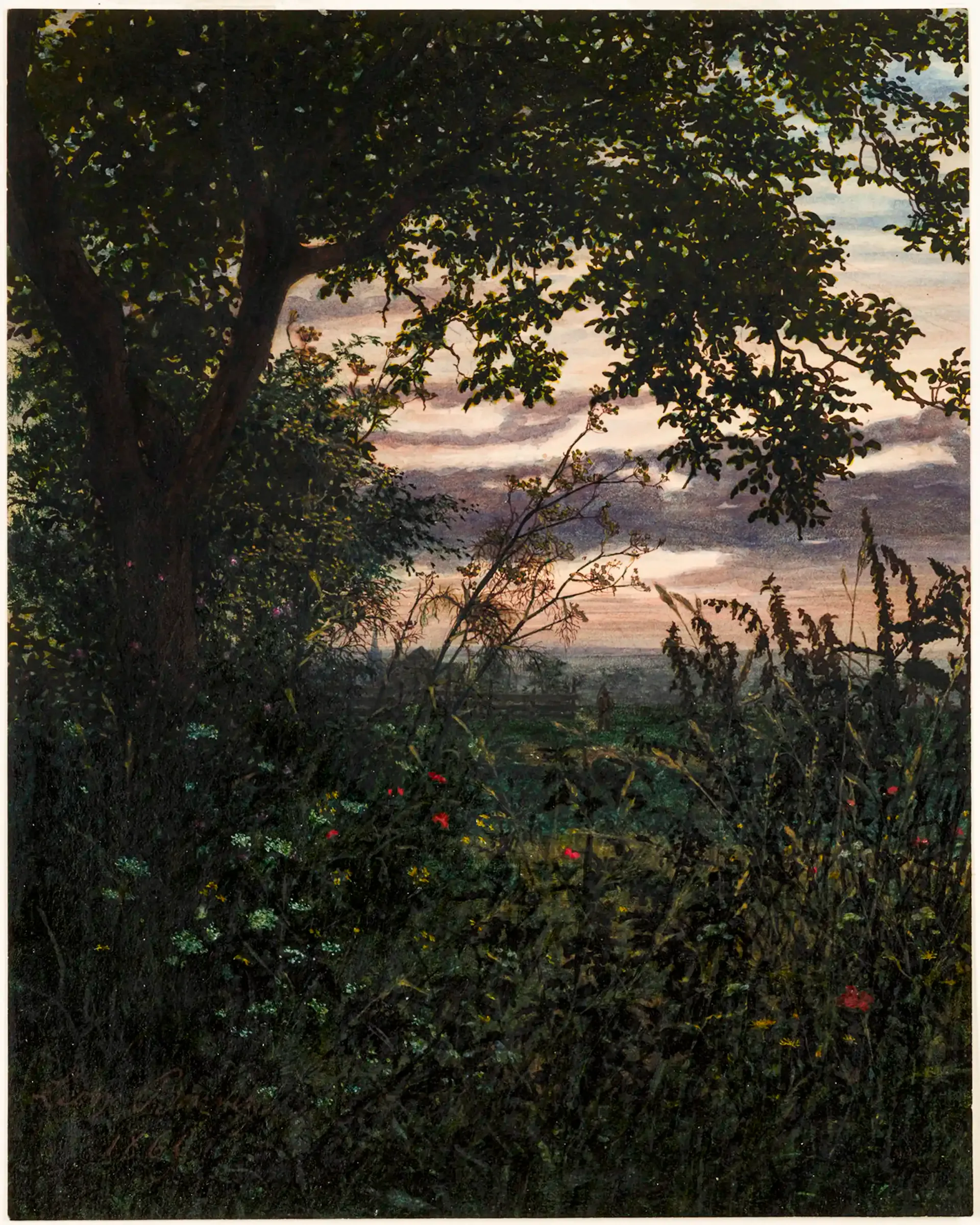 Landscape At Sunset by Léon Bonvin 1865 - Restored Art - etnicea.com