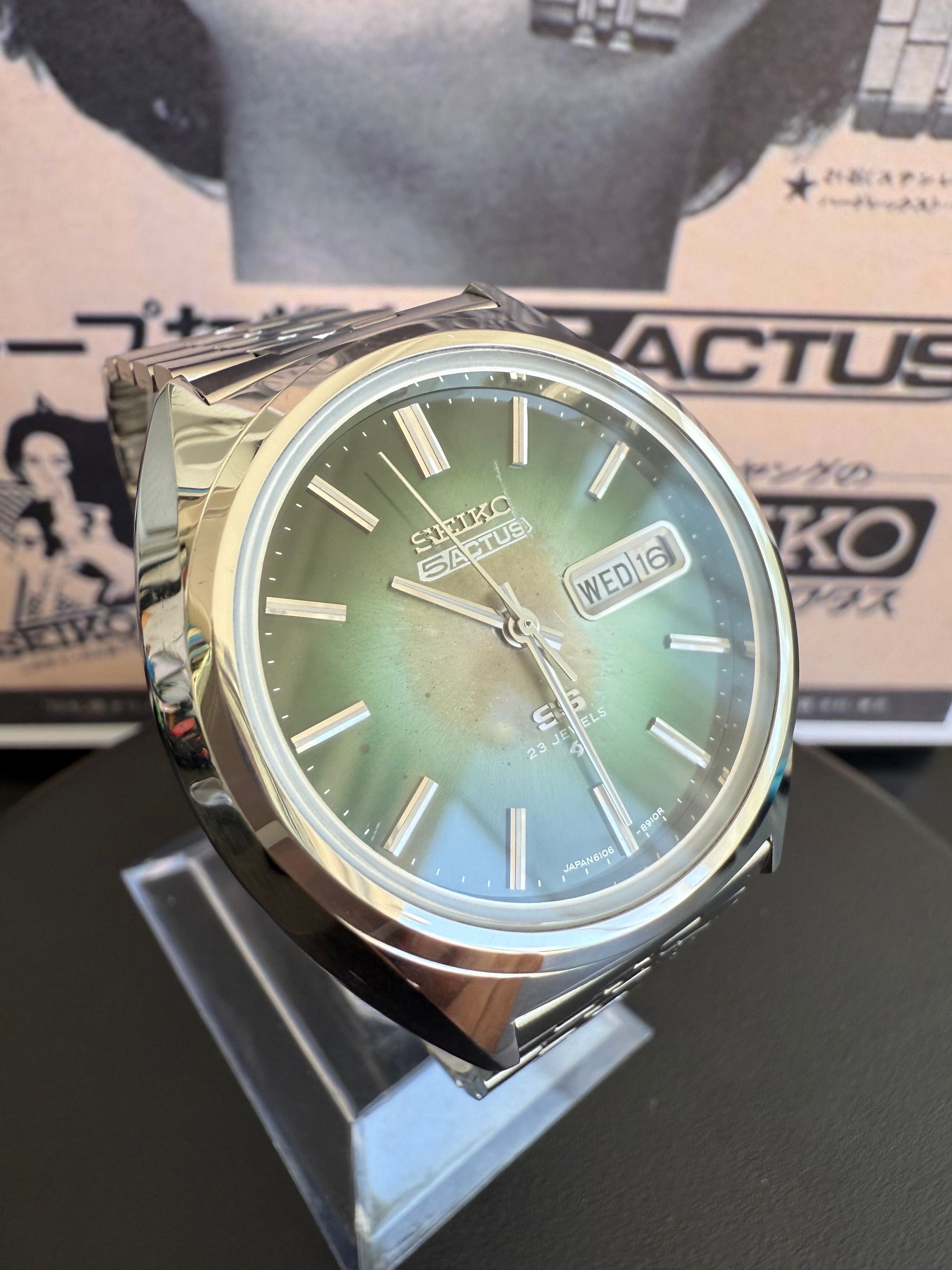 SEIKO 5ACTUS SS 23JEWELS 6106-8690 シルバー Vintage Seiko 5 ACTUS SS 23 jewels watch. Automatic Men's