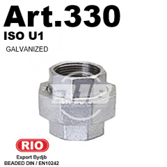 Art.330 Union, flat seat FF Galv. Group Malleable iron  DIN10242