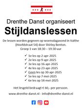 Schema stijldansen apr-25 tm mei-25