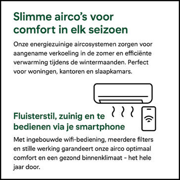 Slimme, energiezuinige airco met wifi-bediening – fluisterstil comfort voor elk seizoen