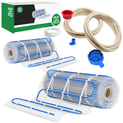 Complete set elektrische verwarmingsmat met thermostaat, sensor en aansluitaccessoires