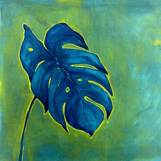 Monstera geel | olieverf op papier | 50x40cm
