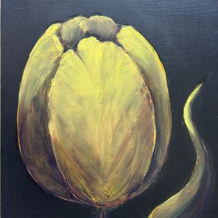 Tulp geel | olieverf op doek | 30x30cm | 2024