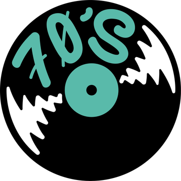 Logo van muziek uit de 70's van Plaatjesdraaier