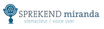 Logo Sprekend Miranda. Links een microfoon en onder de bedrijfsnaam staat stemacteur/voice-over