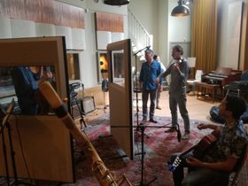 Recording session with The Busquitos for Phillips commercial.