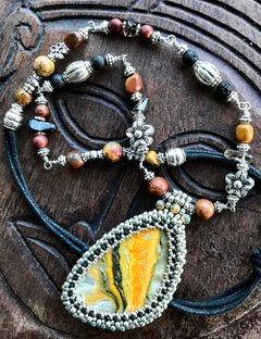 01-052 Handmade Boho Gemstone Necklace with large Natural