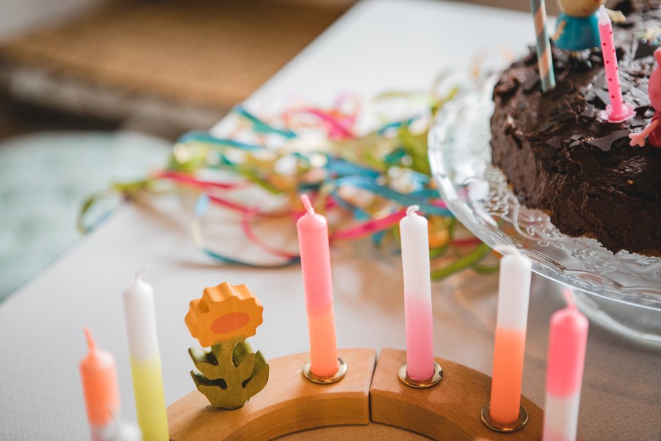 Kerzen Kindergeburtstag für Geburtstagsring handgefärbt *Set*