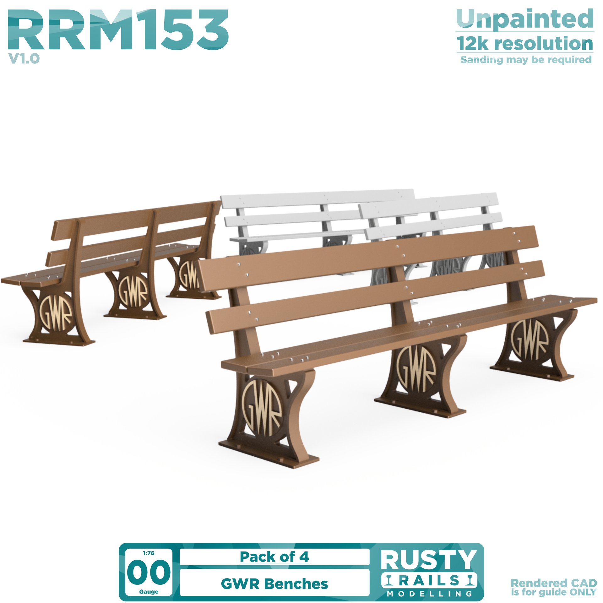 6 Pack Wooden Park Benches – O Gauge (1:43 Scale) Model Railway Scenery Kit