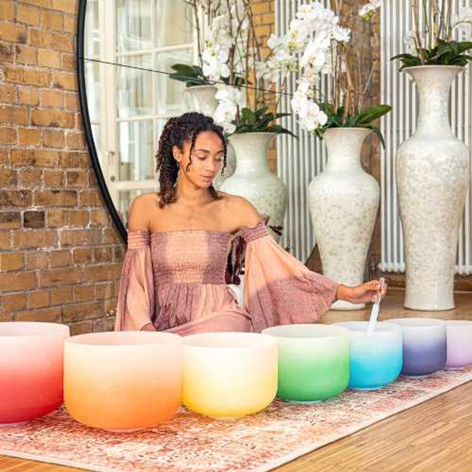 10" F Note Crystal Sound Bowl - Frosted Quartz Heart Chakra Healing With Mallet