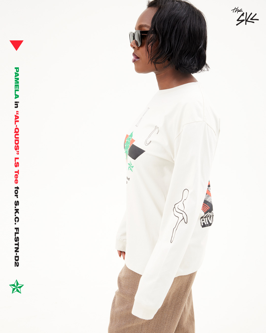【KOOLOSET】Pigment Bone Long Sleeve SKC AL-QUDS Longsleeve Tee Bone - SKC Stockholm