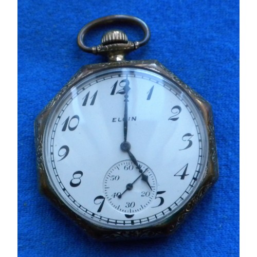 Antique Elgin Size 12 Model 3 Hexagon 1911 Pocket Watch. vgpwestern