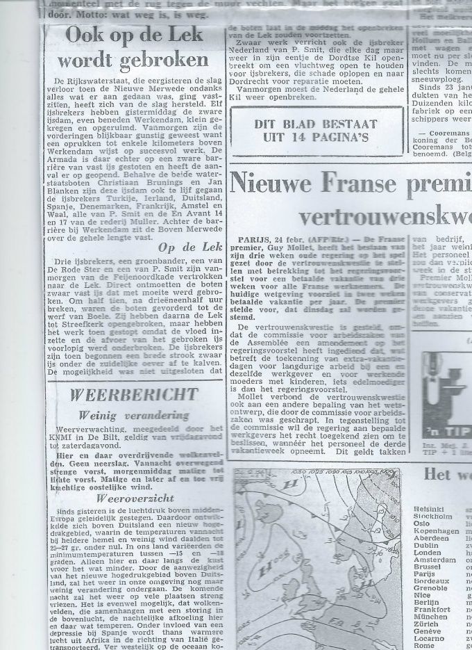 Weerbericht uit de krant.