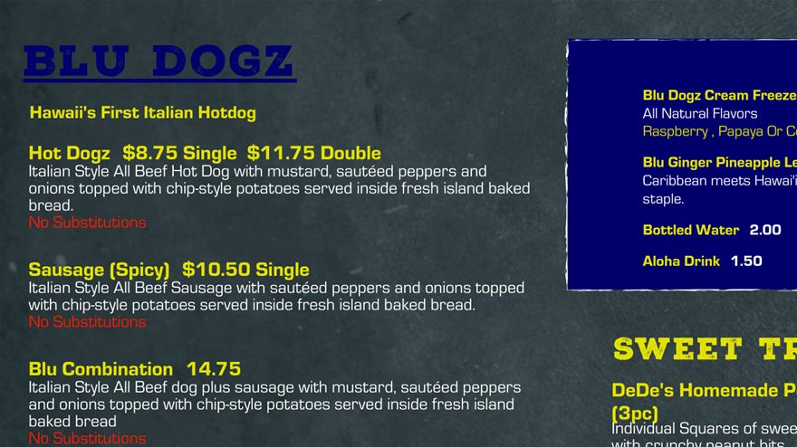 Blu Dogz Digital Menu Board