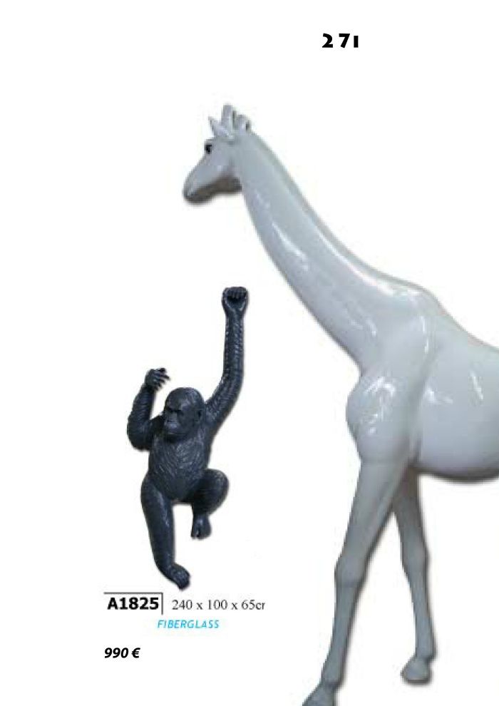 girafe blanc laquée vernie 
orang-outan résine satinée dispo en coloris marron