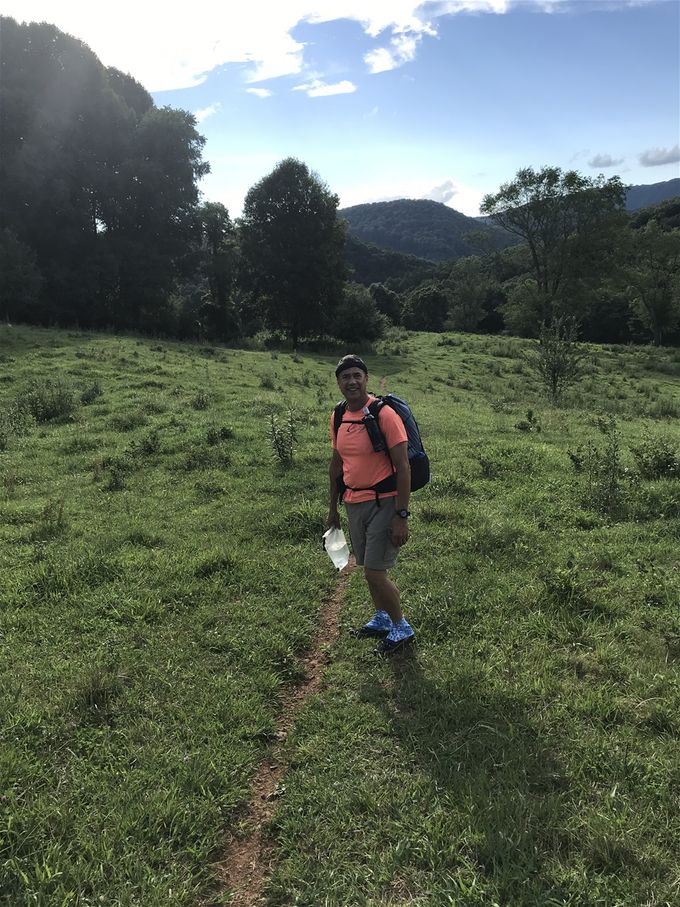 After arrving at the trailhead, day 1 was a fairly easy day with just shy of 7 miles. Just a quick walk thru a meadow as MacGyver is shown doing here. Although with water being scarce, we decided to carry some to the camp site. This will be a common necessity throughout our 4 weeks on the trail.
