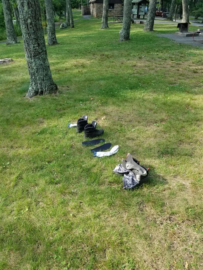 A very organized hiker or….. remnants of a naked hiker. Maybe it was National Hike Naked Day!