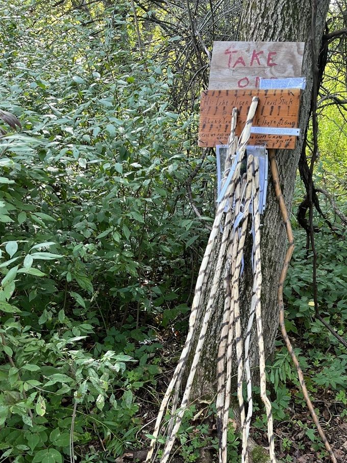 Came across these home made walking stick from a local Trail Angel.....Very cool!