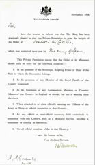 Certificate by the British Governement to wear foreign award