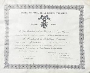 Knight in the Legion d'Honneur - 1898