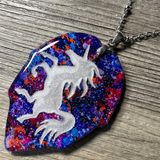 Unicorn Inlay Leaf Pendant
