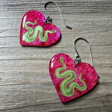Snake Inlay Heart Earrings