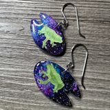 Frog Inlay on Lily Pad Earrings