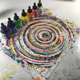 Turntable Rainbow Ink on Paper Example