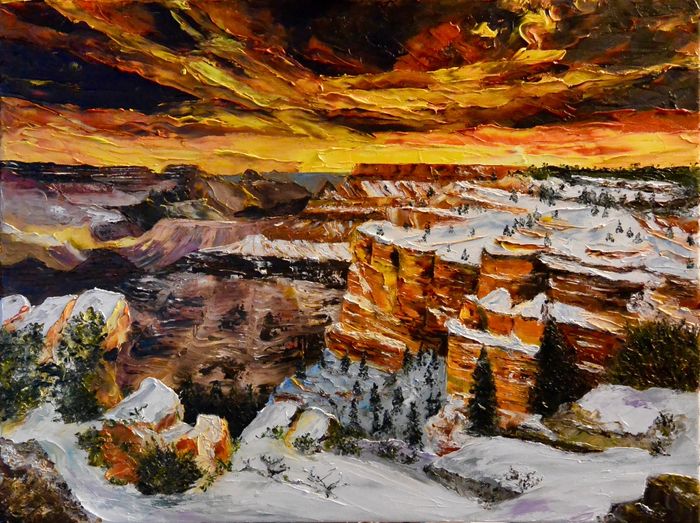 V- Le Grand Canyon. Suivez vos SENS, regardez le CIEL et allez à l'ESSENTIEL ! (Huile au couteau 61/46) 