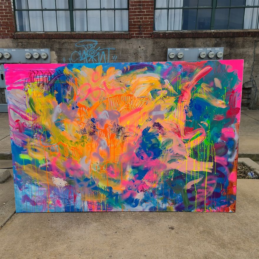400 + 1 Reasons to Have Faith, 72 by 48 inches, Acrylic, Spray Paint, Plaster Cast, Oil Pastel on Canvas, Available for Purchase