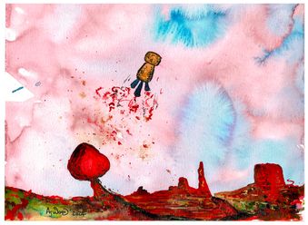 A CHAMPAGNE CORK OVER MONUMENT VALLEY 