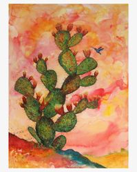 THE GIANT PRICKLY PEAR WITH HUMMINGBIRD