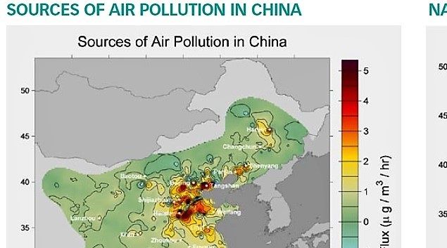 Fig 7 Le sorgenti di inquinamento e la ricaduta nella Cina centrale e occidentale