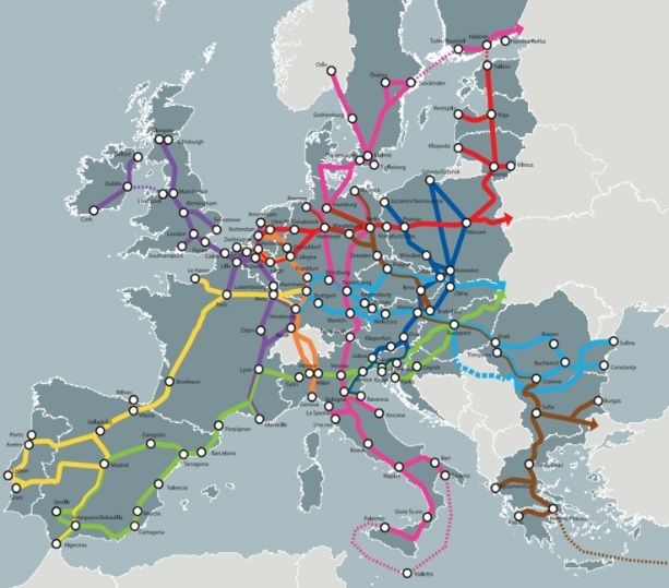 Fig. 3 I grandi assi di comunicazione europei