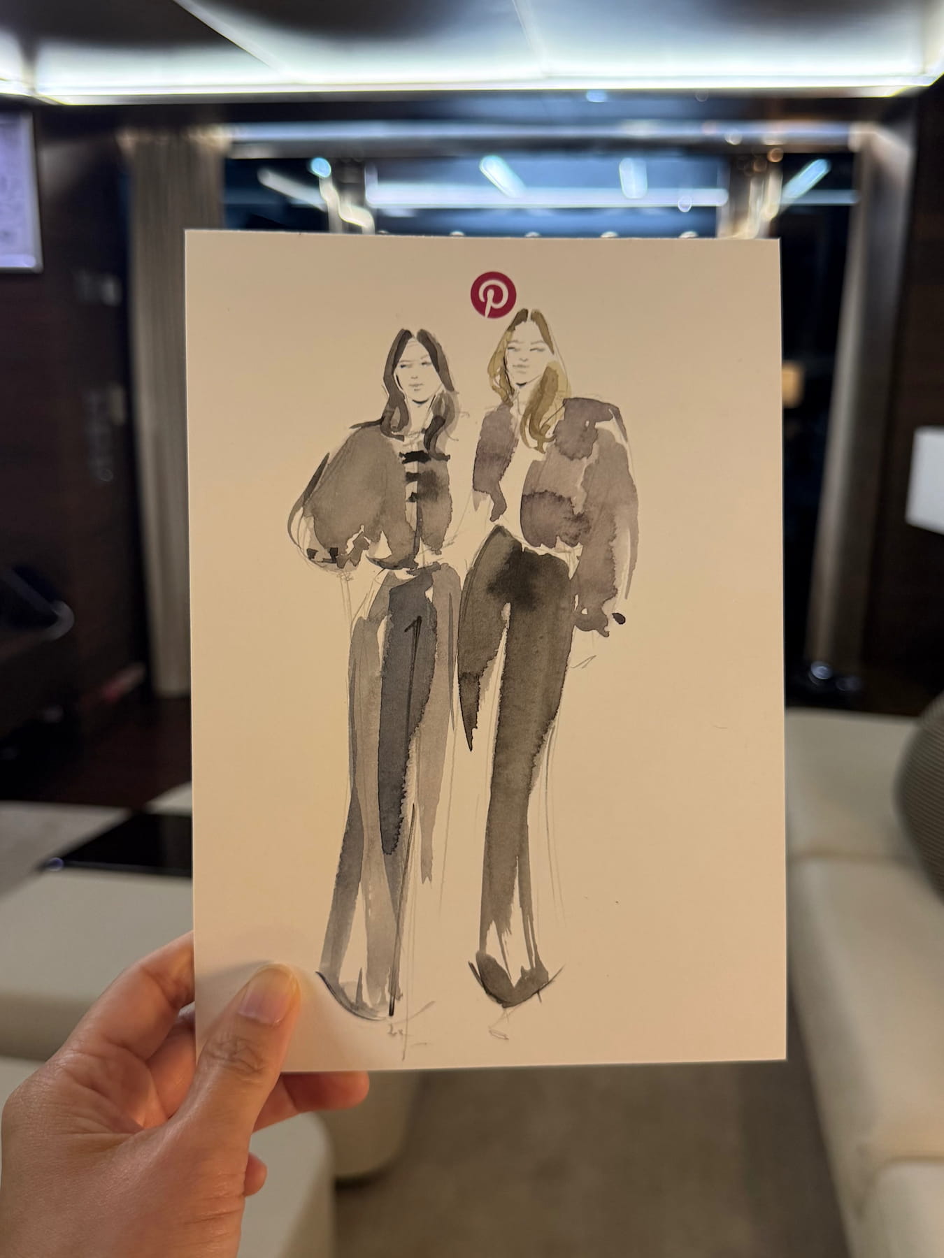 Live fashion illustration created at a Pinterest brand event during the Vivid Sydney festival
