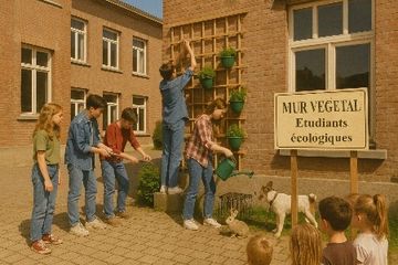 Mur Végétal Cour École 1995 Love Animals