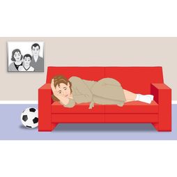 verdrietig zorgen vrouw ligt op de bank voetbal
