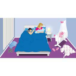 slaapkamer bed wieg baby jonge ouders slaap wakker moe 