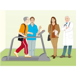 copd patient arts verpleegkundige fysiotherapeut team lopen lopende band bewegen