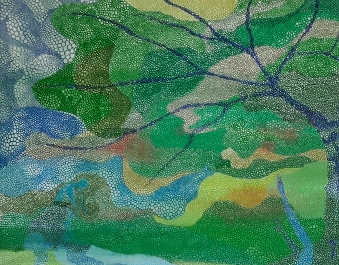 En corps libres. Techniques mixtes sur toile. 100/80